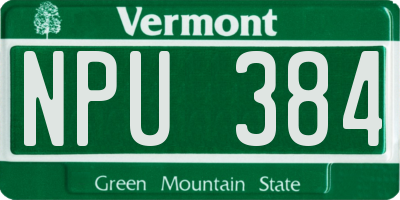VT license plate NPU384
