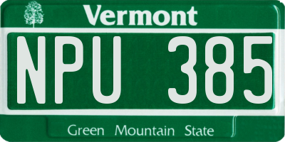 VT license plate NPU385