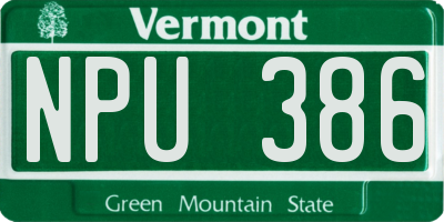 VT license plate NPU386