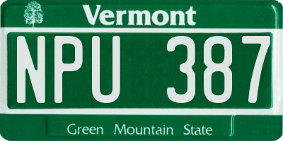 VT license plate NPU387