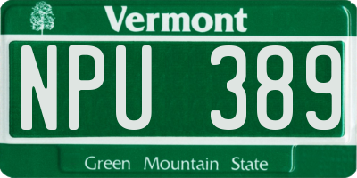 VT license plate NPU389
