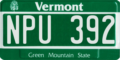 VT license plate NPU392