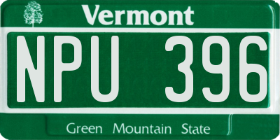 VT license plate NPU396