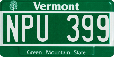 VT license plate NPU399
