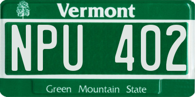 VT license plate NPU402