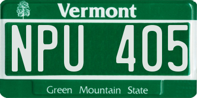 VT license plate NPU405