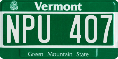 VT license plate NPU407