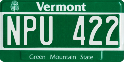 VT license plate NPU422