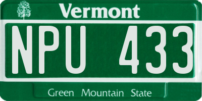 VT license plate NPU433