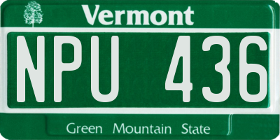 VT license plate NPU436