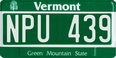 VT license plate NPU439