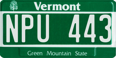 VT license plate NPU443