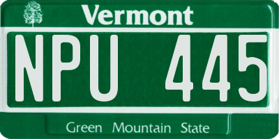 VT license plate NPU445