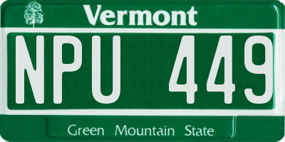 VT license plate NPU449