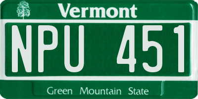 VT license plate NPU451