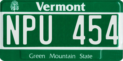 VT license plate NPU454