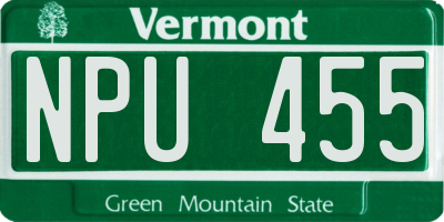 VT license plate NPU455