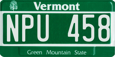 VT license plate NPU458