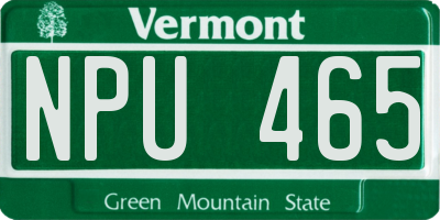 VT license plate NPU465