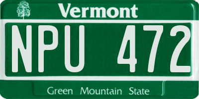 VT license plate NPU472