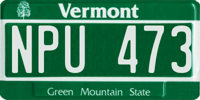 VT license plate NPU473