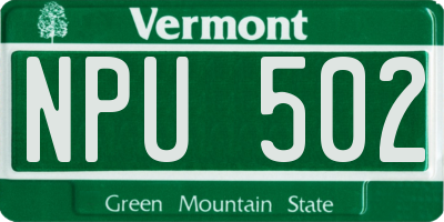 VT license plate NPU502