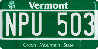 VT license plate NPU503