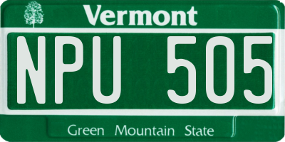VT license plate NPU505