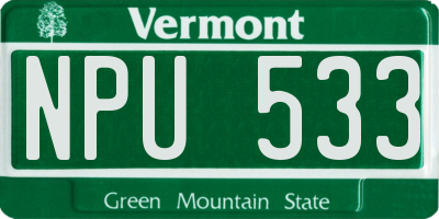 VT license plate NPU533