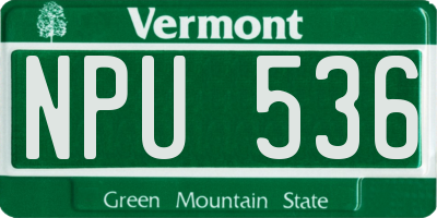 VT license plate NPU536