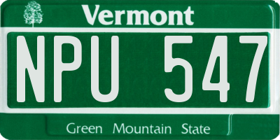 VT license plate NPU547
