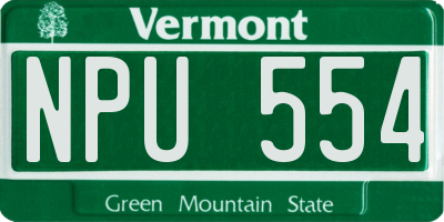 VT license plate NPU554
