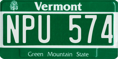 VT license plate NPU574