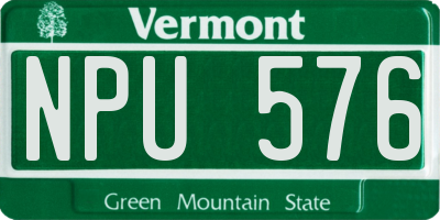 VT license plate NPU576