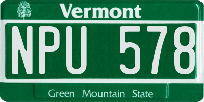 VT license plate NPU578