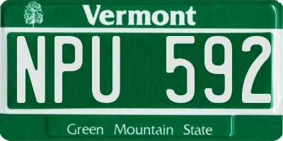 VT license plate NPU592