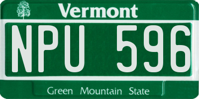 VT license plate NPU596
