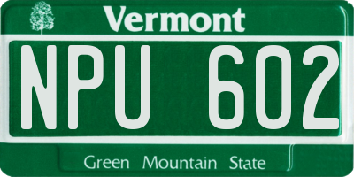 VT license plate NPU602