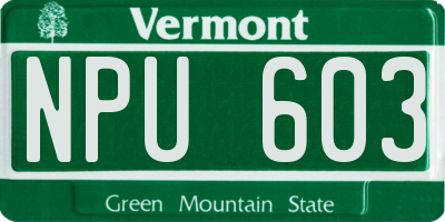 VT license plate NPU603