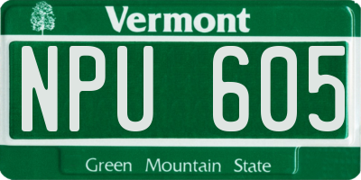 VT license plate NPU605