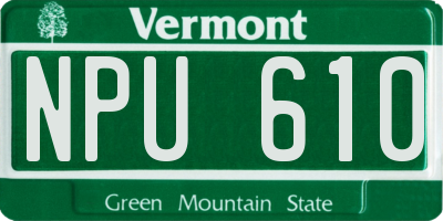 VT license plate NPU610