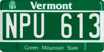 VT license plate NPU613