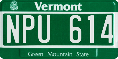 VT license plate NPU614