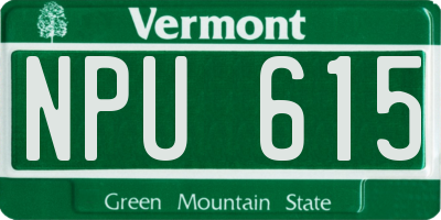 VT license plate NPU615