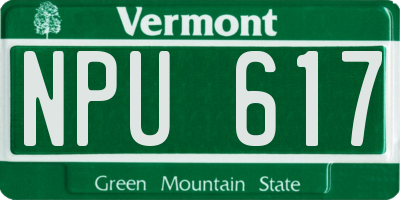 VT license plate NPU617