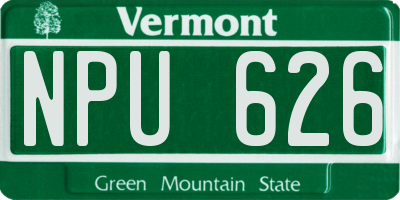VT license plate NPU626