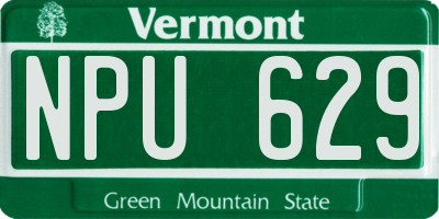 VT license plate NPU629