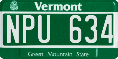 VT license plate NPU634
