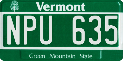 VT license plate NPU635