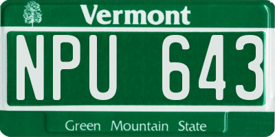 VT license plate NPU643